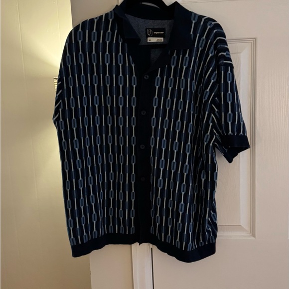Original Use Geometric Knit Button-Up Shirt – Size XL - Picture 1 of 4